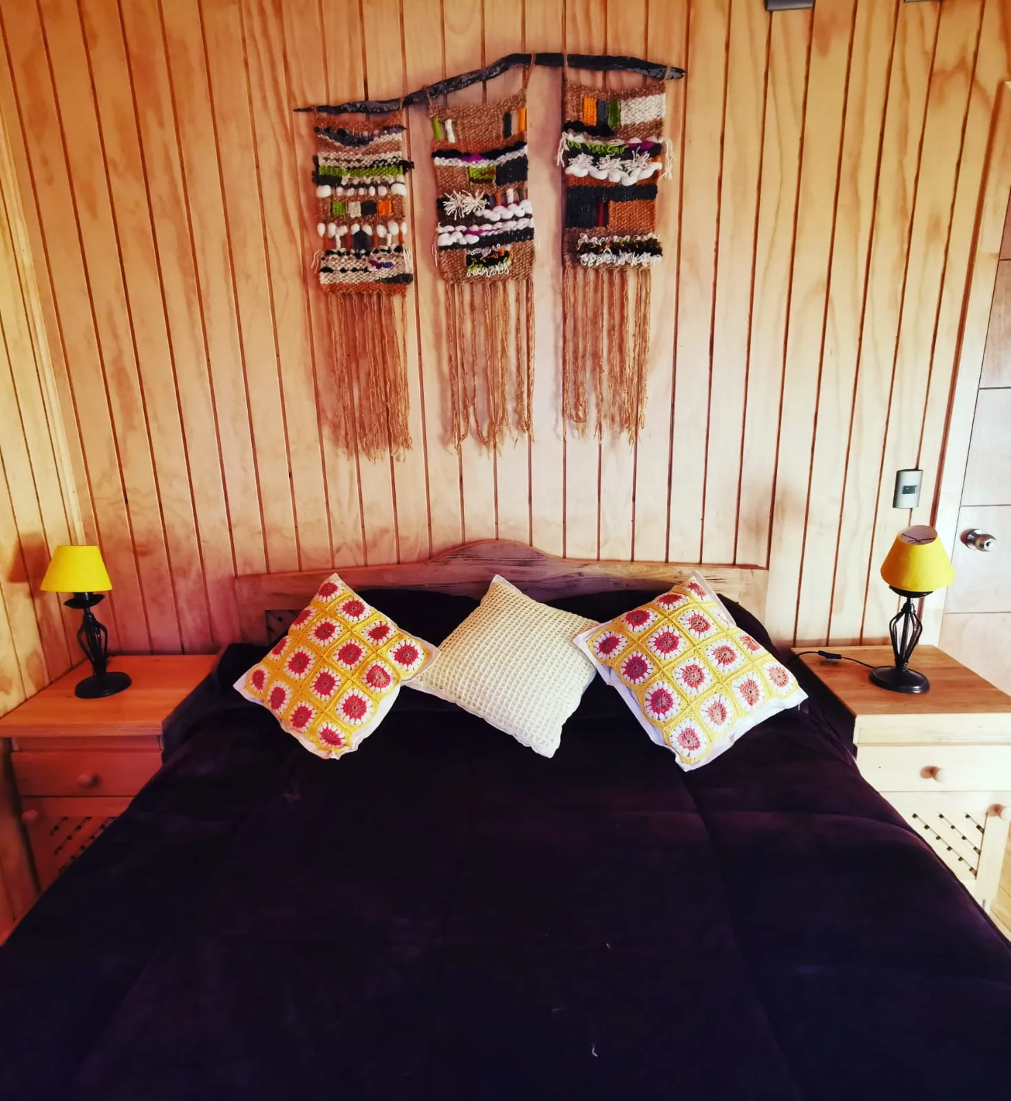 Dormitorio acogedor en una cabaña de Paraíso Wilkeco